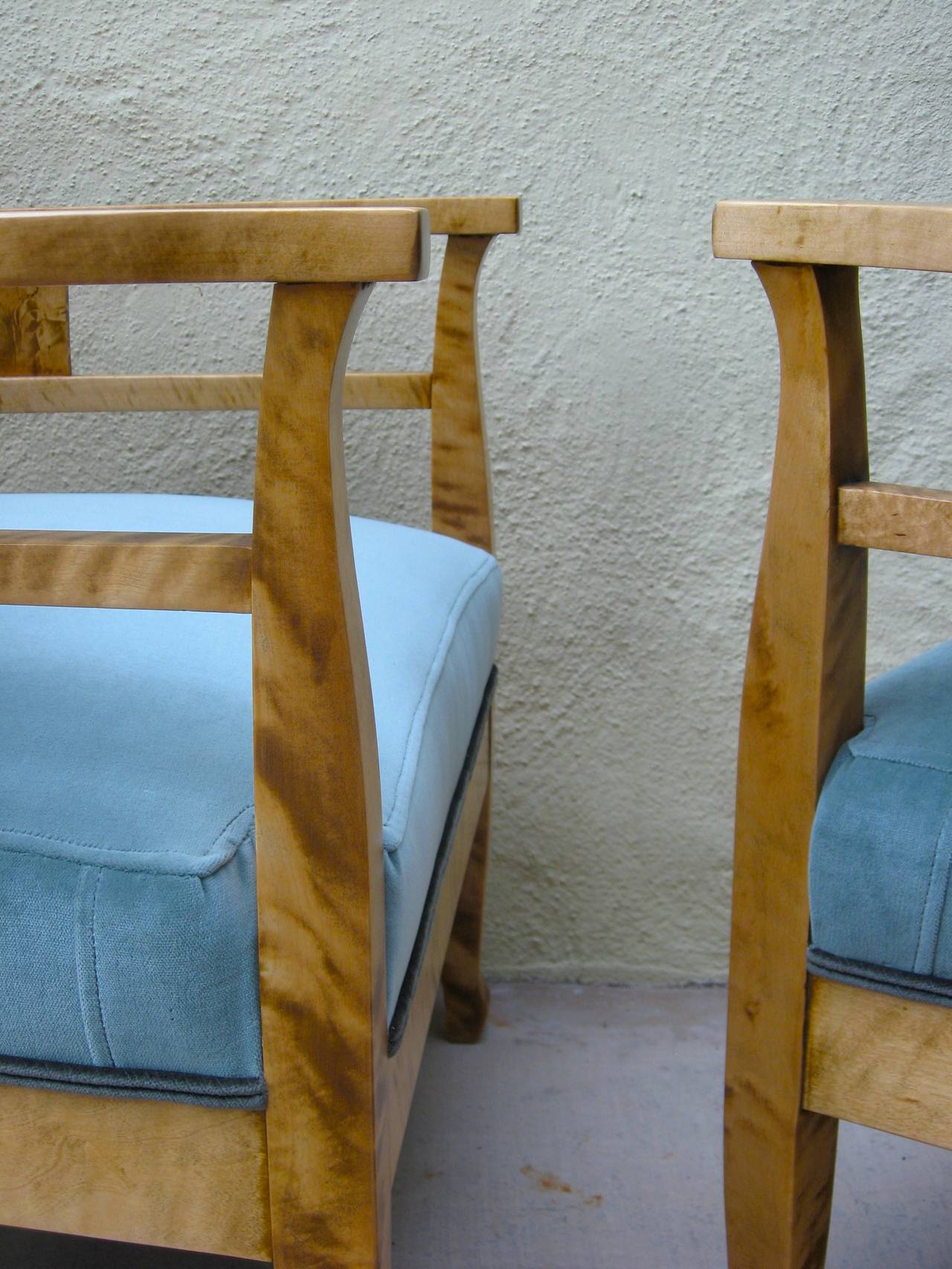 Arts and Crafts Pair of Swedish Arts & Crafts Armchairs in Golden Birch, circa 1910