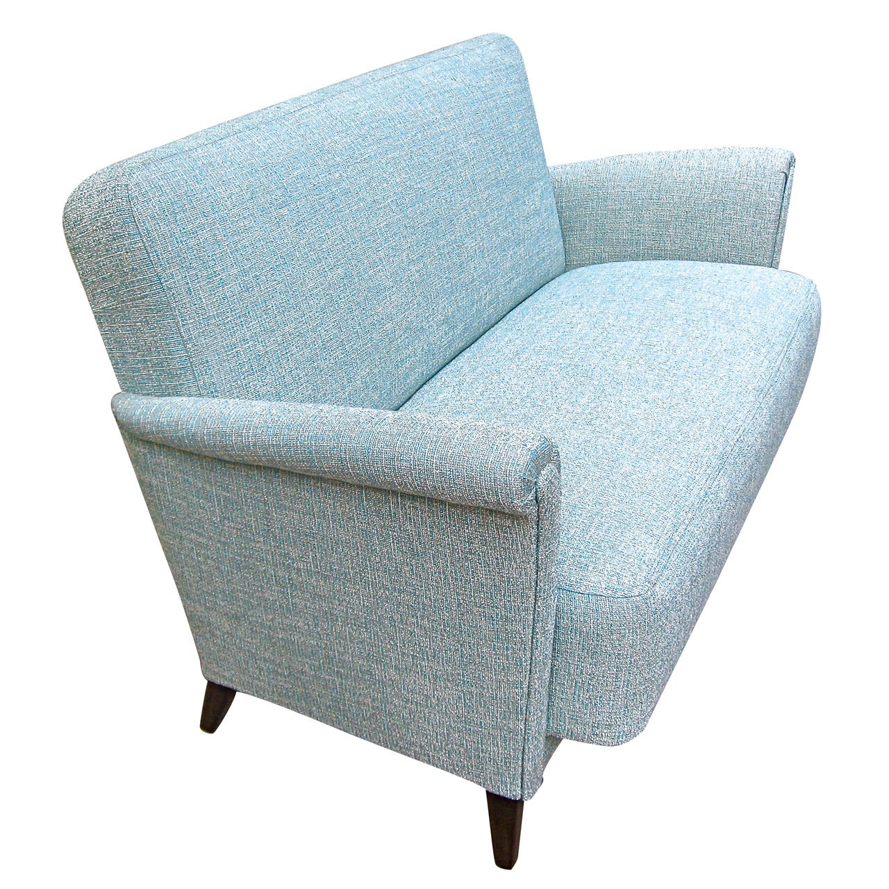 Swedish Mid-Century Loveseat or Sofa in Blue Tweed, circa 1950