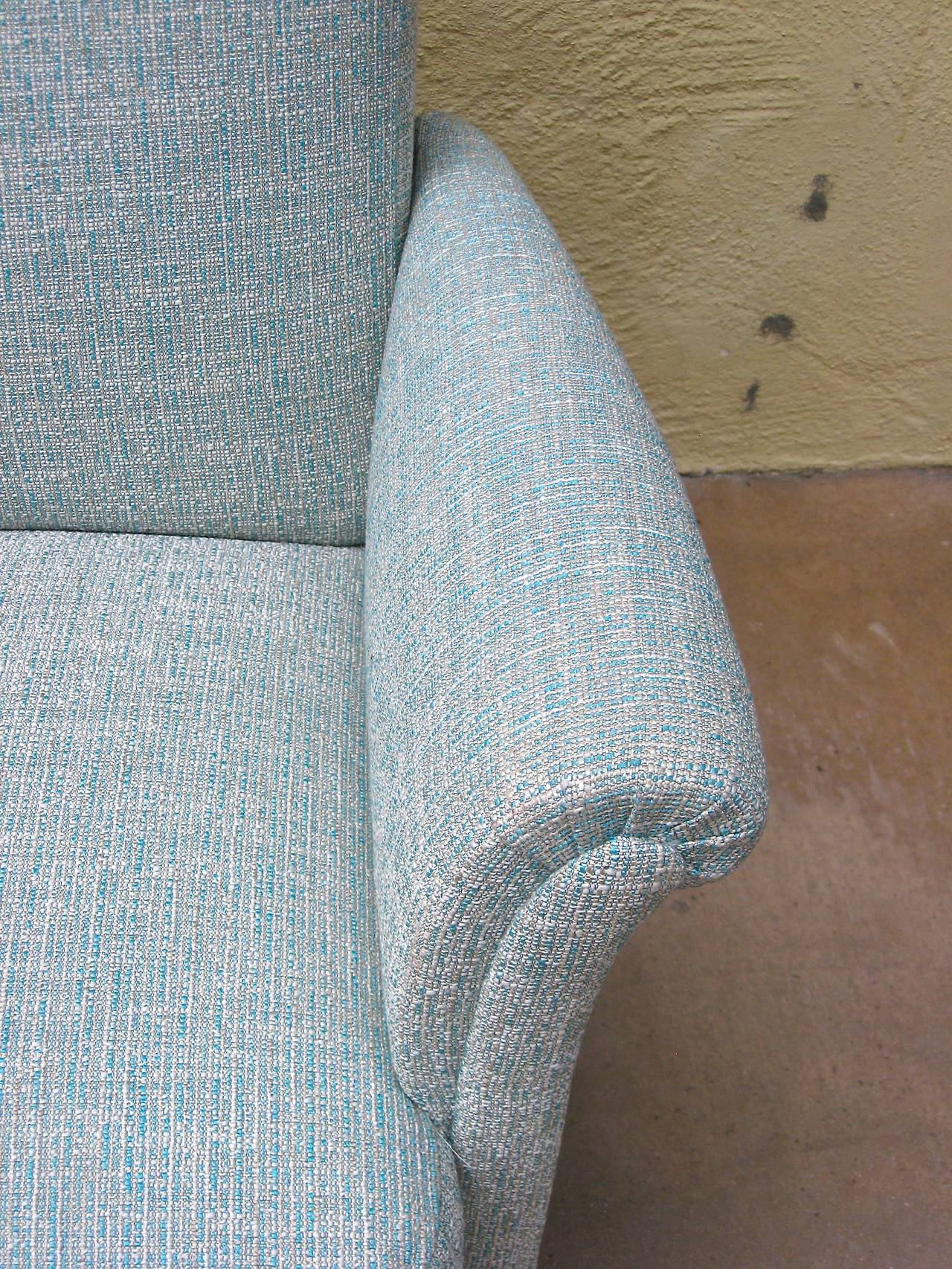 Swedish Mid-Century Loveseat or Sofa in Blue Tweed, circa 1950 2