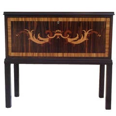 Small-Scale Swedish Art Deco Inlaid Cabinet or Bar by SMF, circa 1920