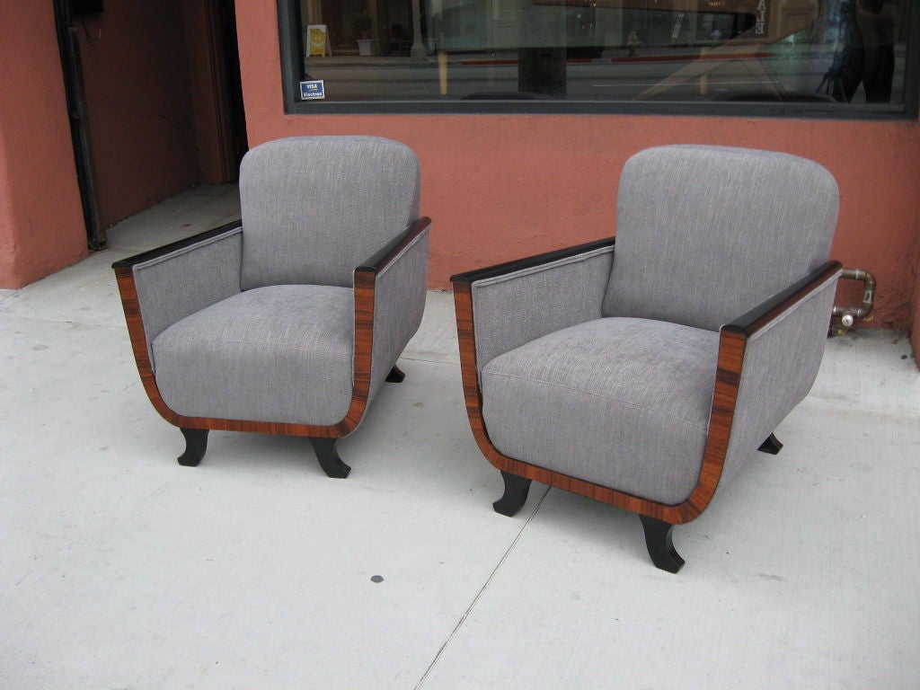 Swedish Art Deco Bergeres in Rosewood and Ebonized Birch In Excellent Condition In Richmond, VA