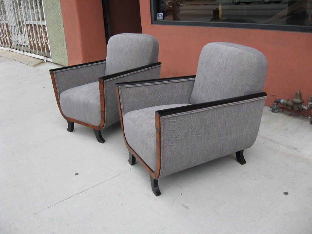 Mid-20th Century Swedish Art Deco Bergeres in Rosewood and Ebonized Birch
