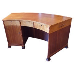 Swedish Art Deco Desk/Bookcase in Karelian Birch and Mahogany