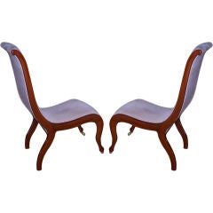 Pair of Swedish Biedermeier "Swan" Slipper Chairs