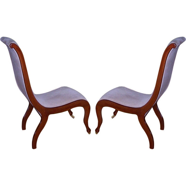 Pair of Swedish Biedermeier "Swan" Slipper Chairs