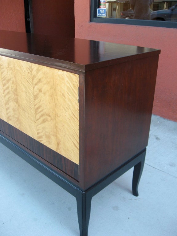 Mid-20th Century Swedish Art Deco Sideboard in Flame Birch and Rosewood