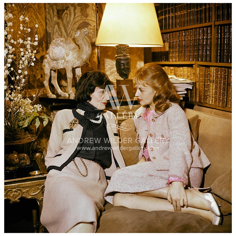 Coco Chanel and Jean Moreau in Apartment of Coco Chanel, 1957 For