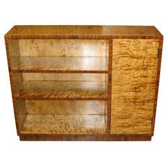 Swedish Art Deco Bookcase in Golden Flame Birch and Rosewood