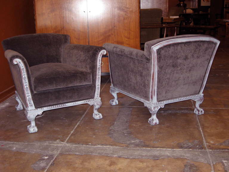 Pair of Swedish Art Deco Era Gray Painted Armchairs 5