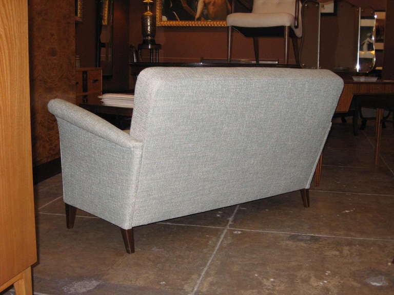 Swedish Mid-Century Settee in Powder Blue Tweed 1