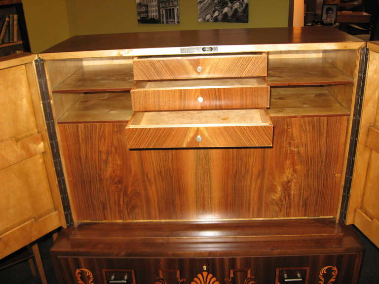 Swedish Art Deco Inlaid Secretaire or Chest of Drawers by SMF In Excellent Condition In Richmond, VA