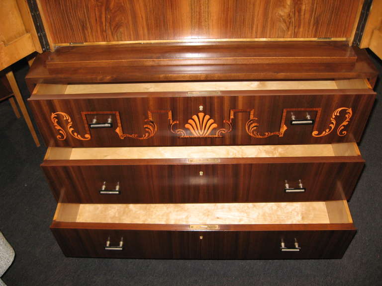 Swedish Art Deco Inlaid Secretaire or Chest of Drawers by SMF 4