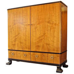 Swedish Art Deco Storage Cabinet in Walnut and Ebonized Birch