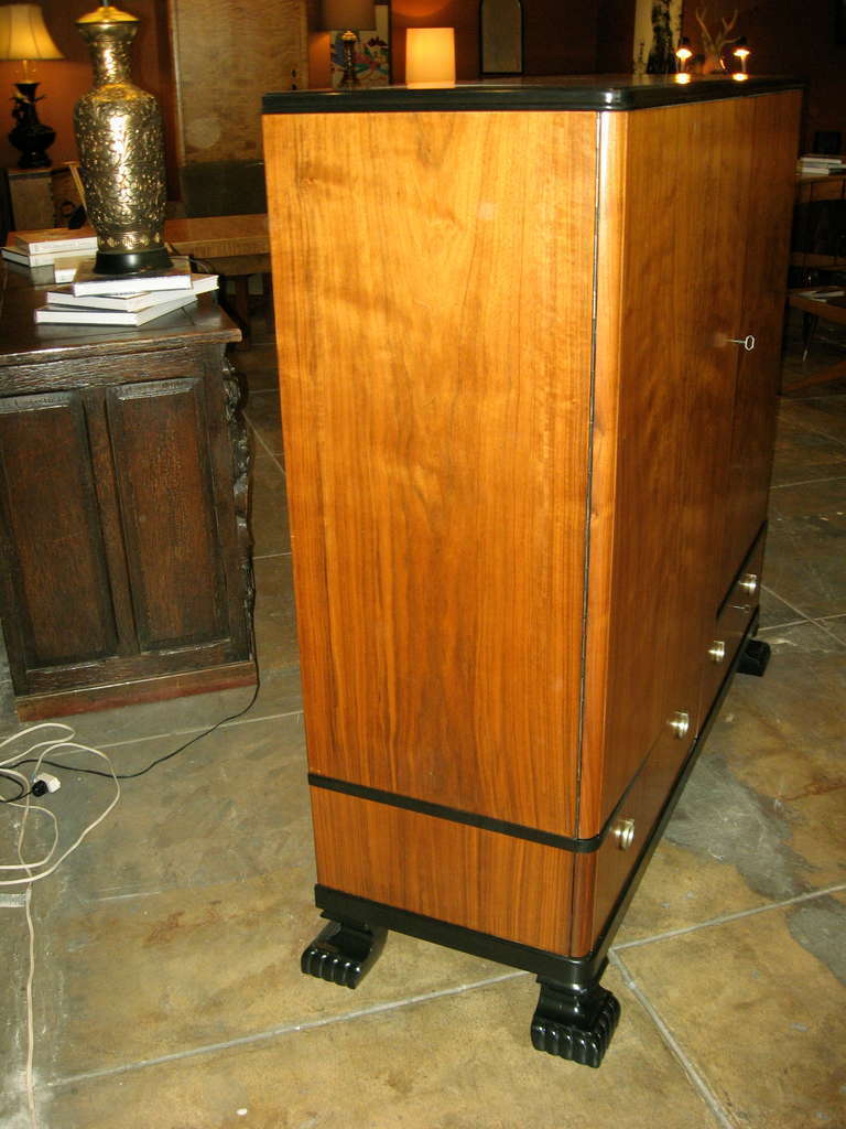 Swedish Art Deco Storage Cabinet in Walnut and Ebonized Birch In Excellent Condition In Richmond, VA