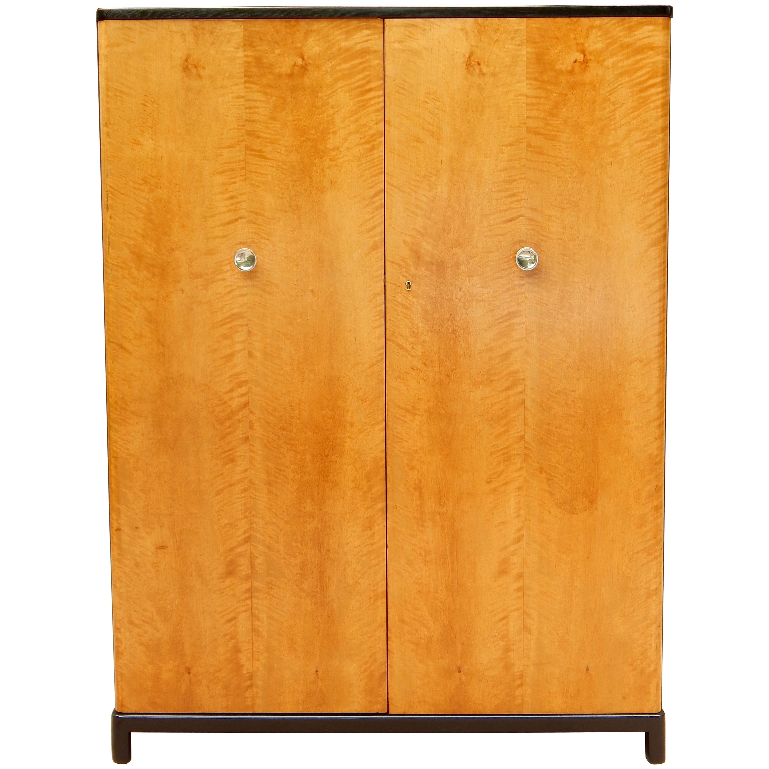 Swedish Art Deco Storage Cabinet in Golden Flame Birch, circa 1930 For Sale