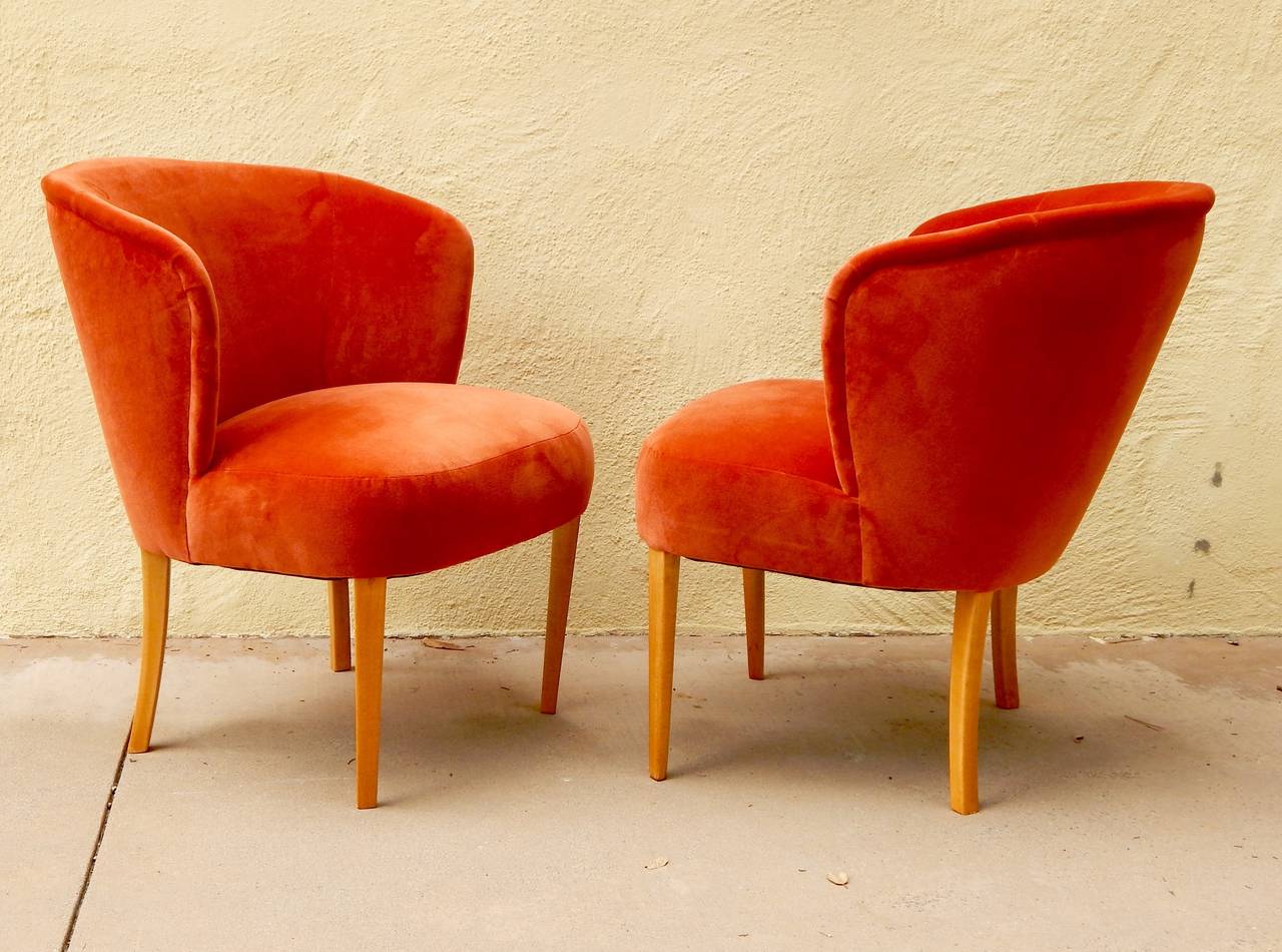 Pair of Swedish Upholstered Chairs, Carl Malmsten for O.H. Sjögren, circa 1950 In Excellent Condition In Richmond, VA