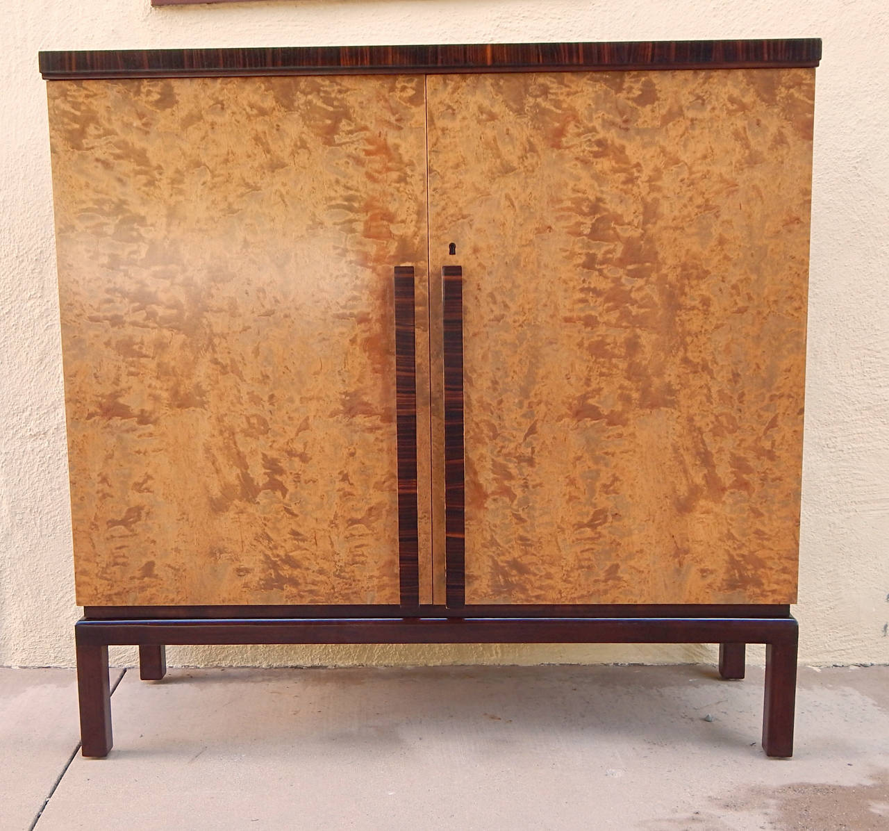 Swedish Art Deco Storage Cabinet in Golden Flame Birch and Rosewood For Sale 2