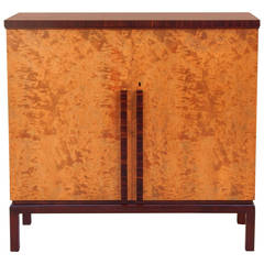 Swedish Art Deco Storage Cabinet in Golden Birch and Rosewood