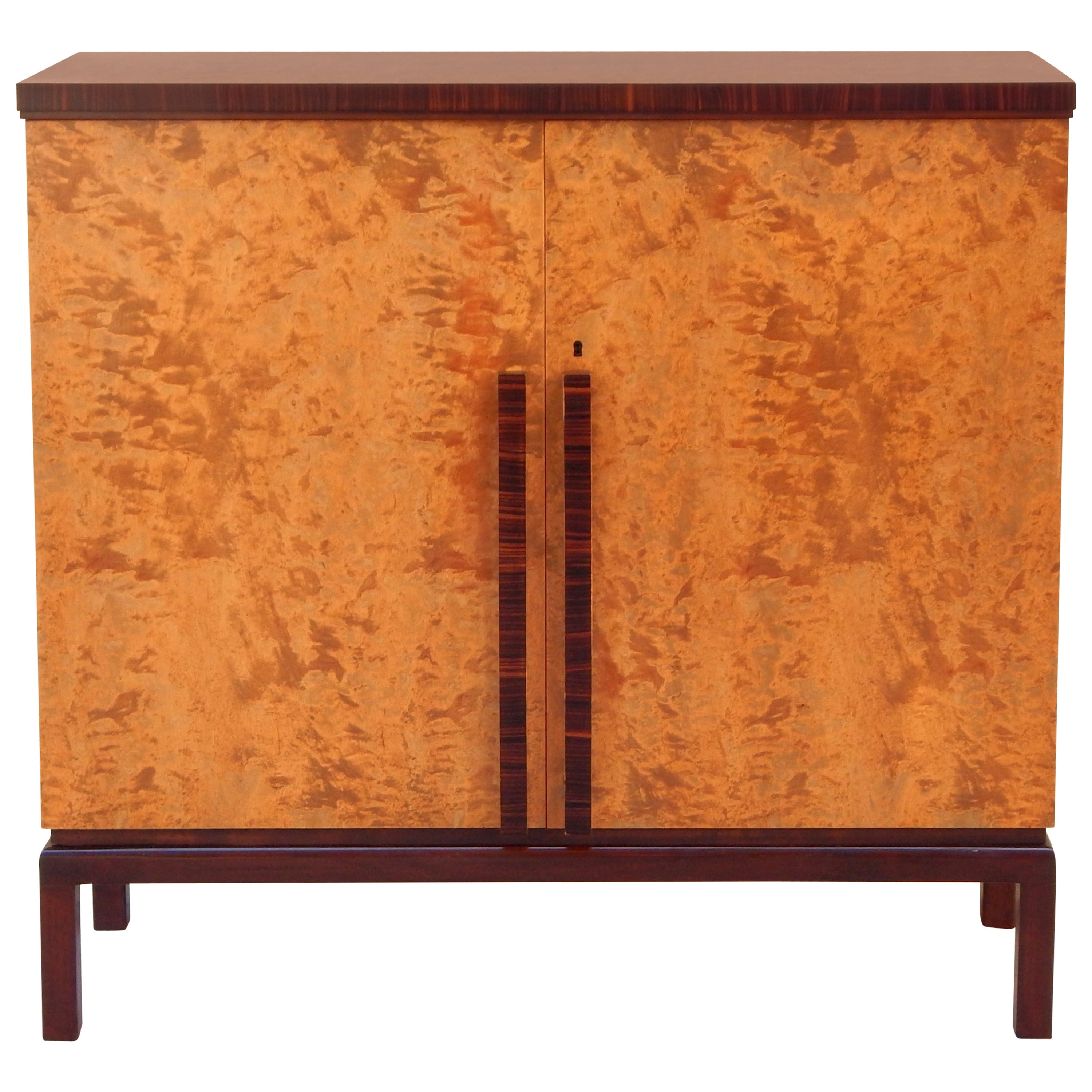 Swedish Art Deco Storage Cabinet in Golden Birch and Rosewood at 1stDibs