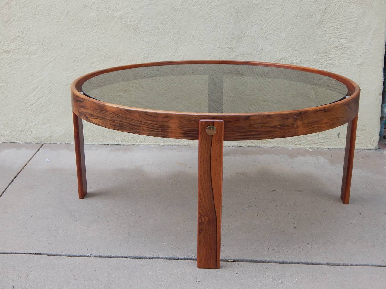 Danish Rosewood Coffee Table with Smoked Glass Top, circa 1970 In Excellent Condition For Sale In Richmond, VA