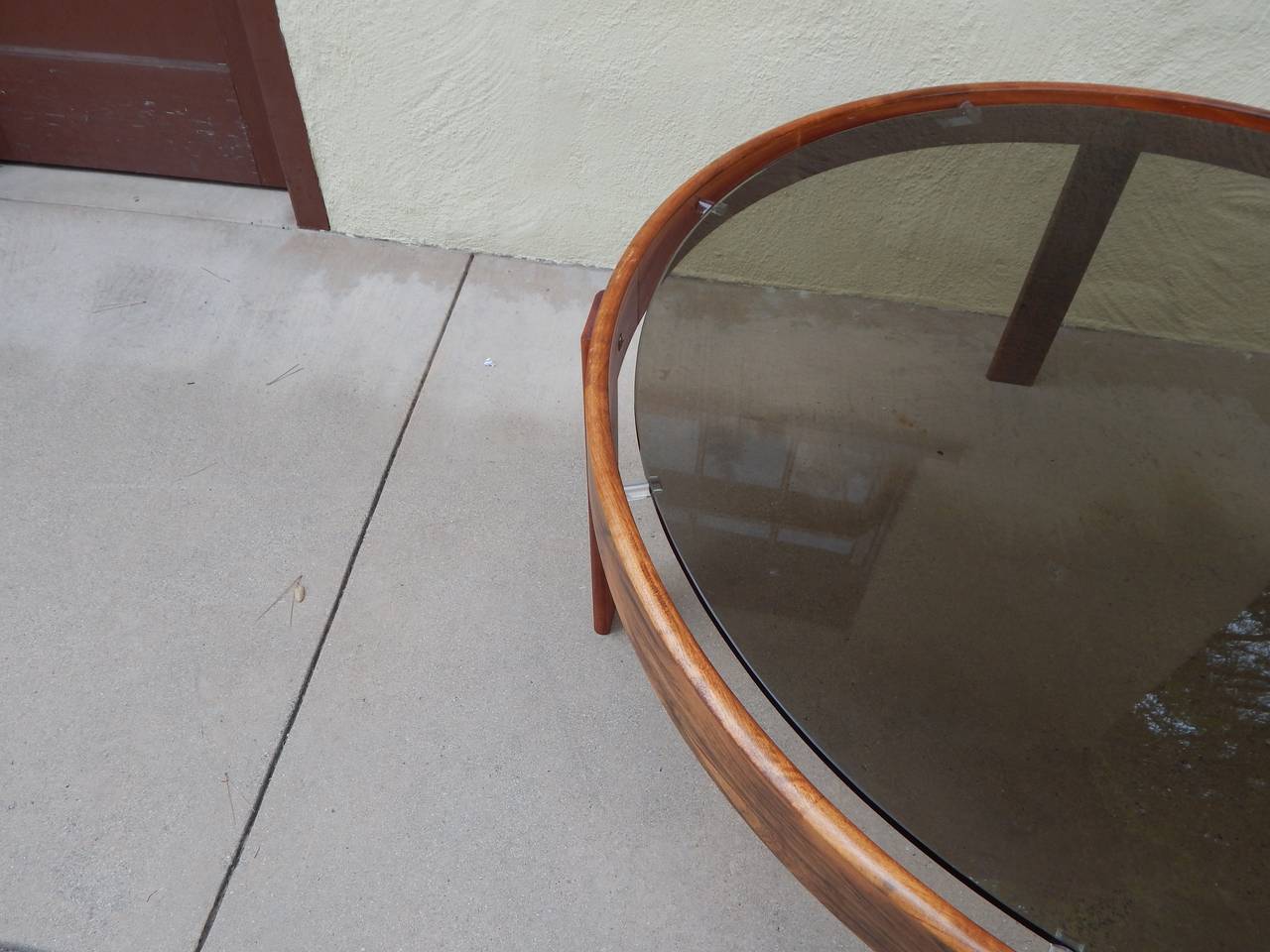 Danish Rosewood Coffee Table with Smoked Glass Top, circa 1970 For Sale 2