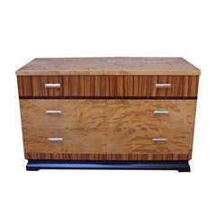 Swedish Art Deco Chest of Drawers in Flame Birch and Rosewood