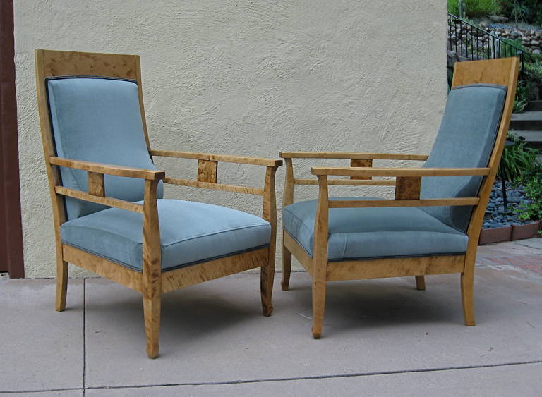 Arts and Crafts Pair of Swedish Arts & Crafts Armchairs in Golden Birch, circa 1910