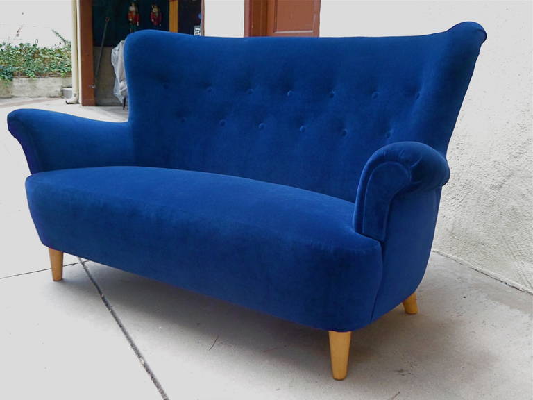 Swedish Moderne Wingback Sofa, circa 1940 In Excellent Condition In Richmond, VA
