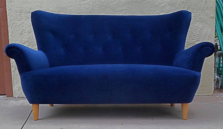 Swedish Moderne Wingback Sofa, circa 1940 2