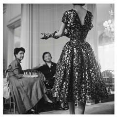 Mark Shaw Editoned Photo-House of Dior-Model in Metallic Dress-Back, 1953