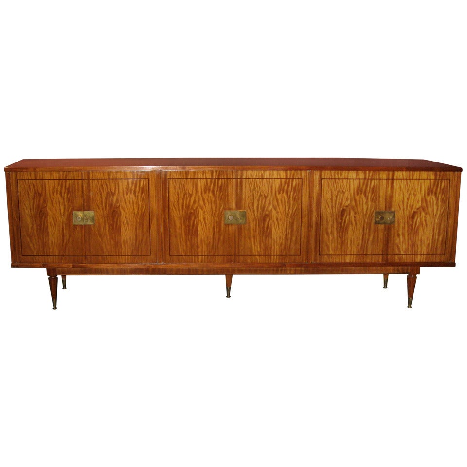 Nine Foot Long Argentine Mid-Century Modern Sideboard in Satinwood by Bonta