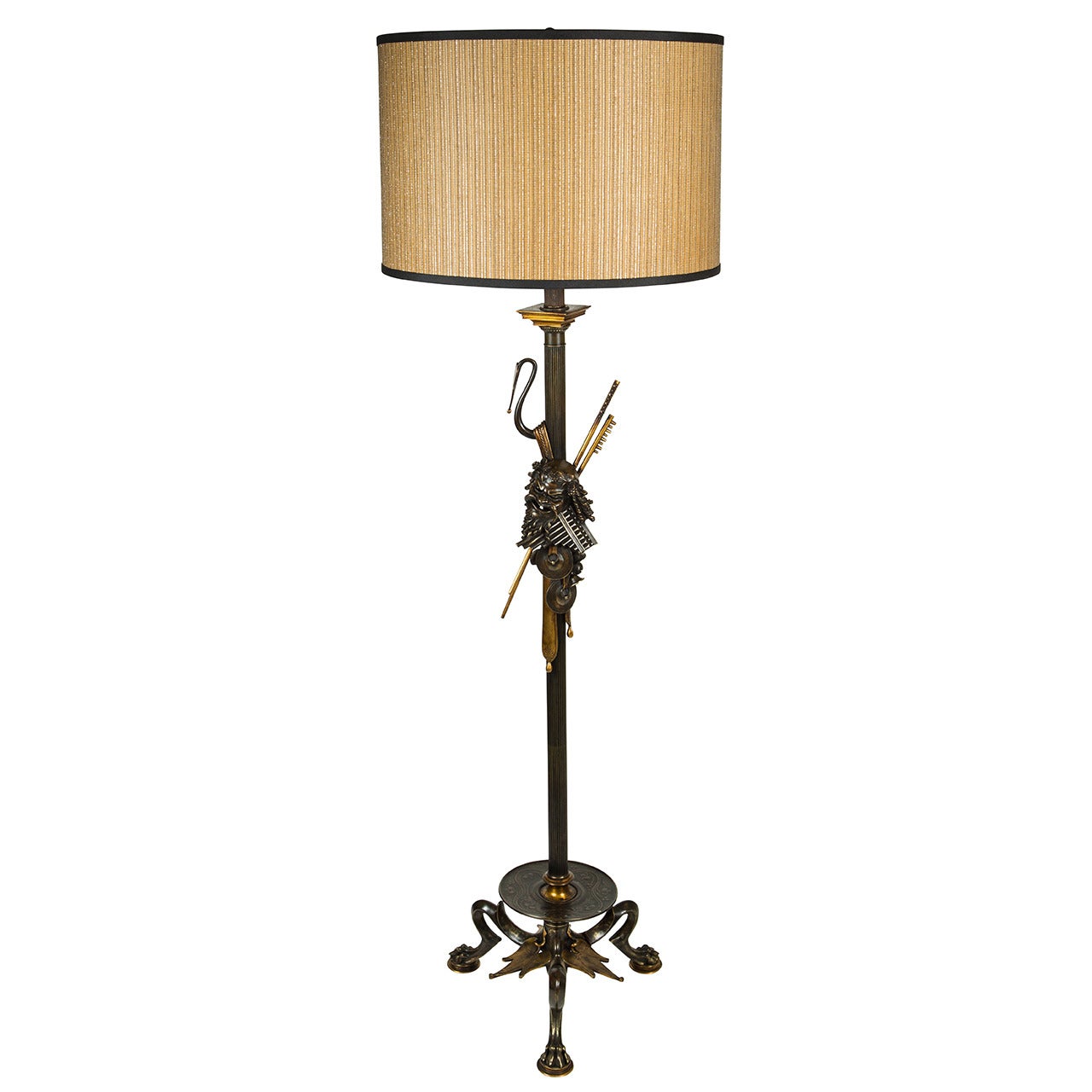 Neoclassical Cast Bronze Bacchus Floor Lamp For Sale