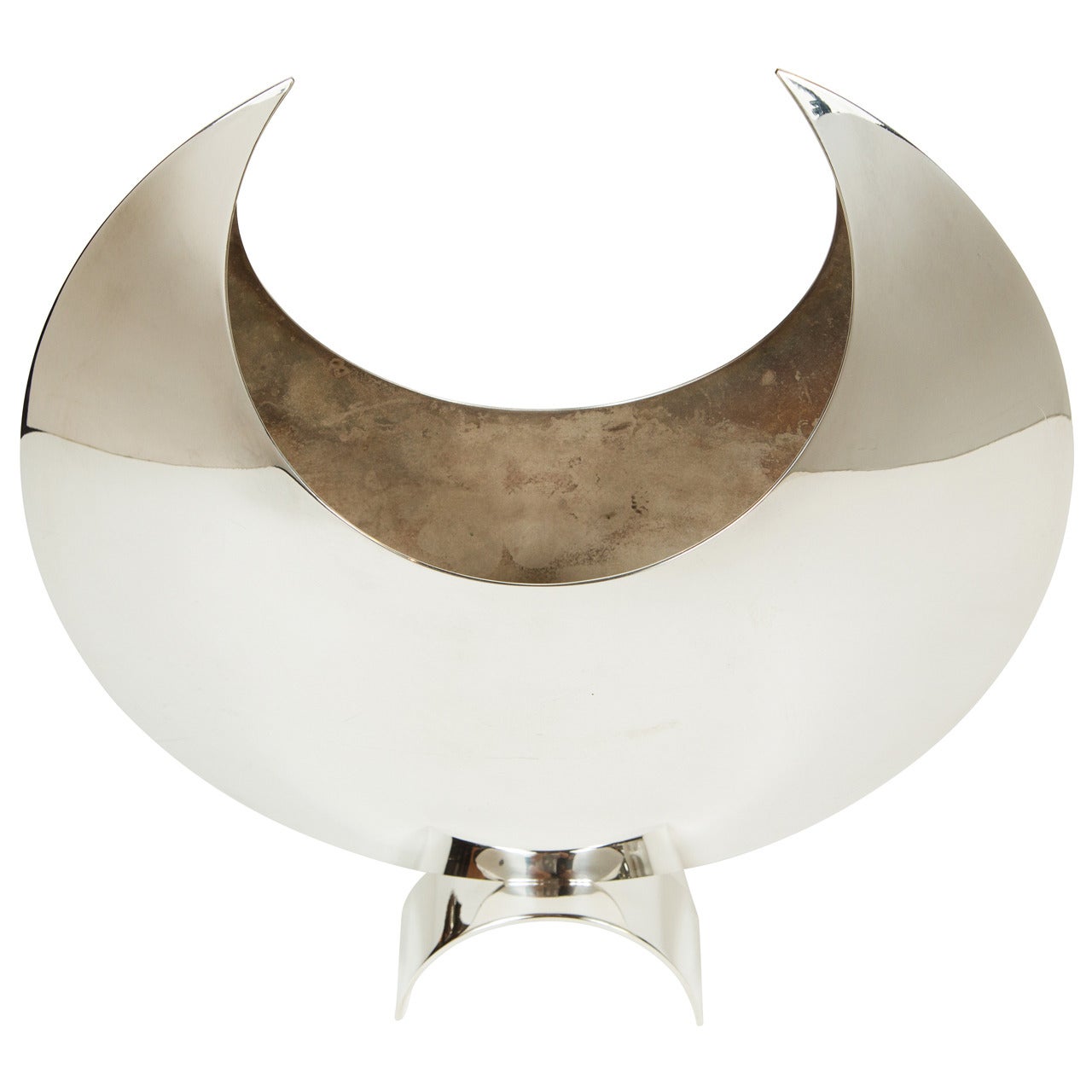 Silver Plate Crescent Moon Vase