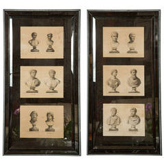 Large Oversized Antique Mirror Framed Etchings
