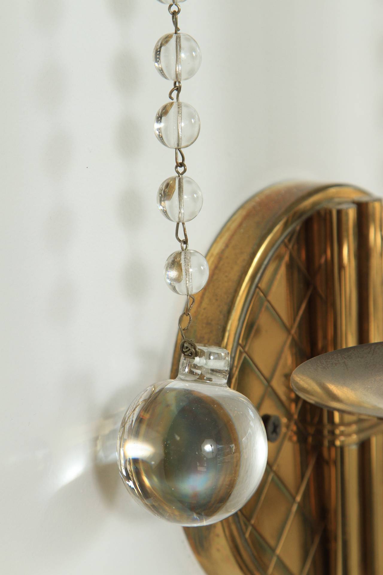 American Two Pairs of Brass and Crystal Sconces by Tommi Parzinger