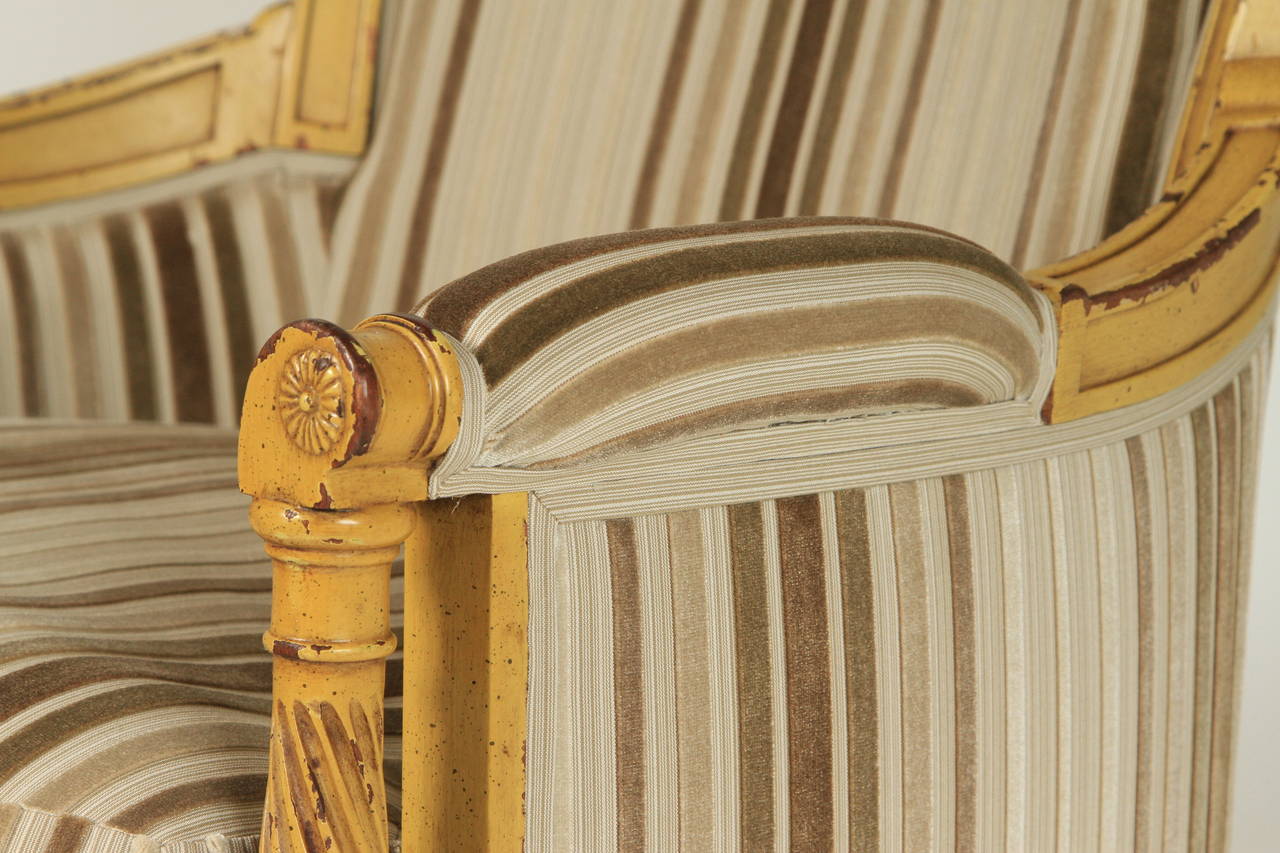 American Pair of Bergere Chairs in the Directoire Style