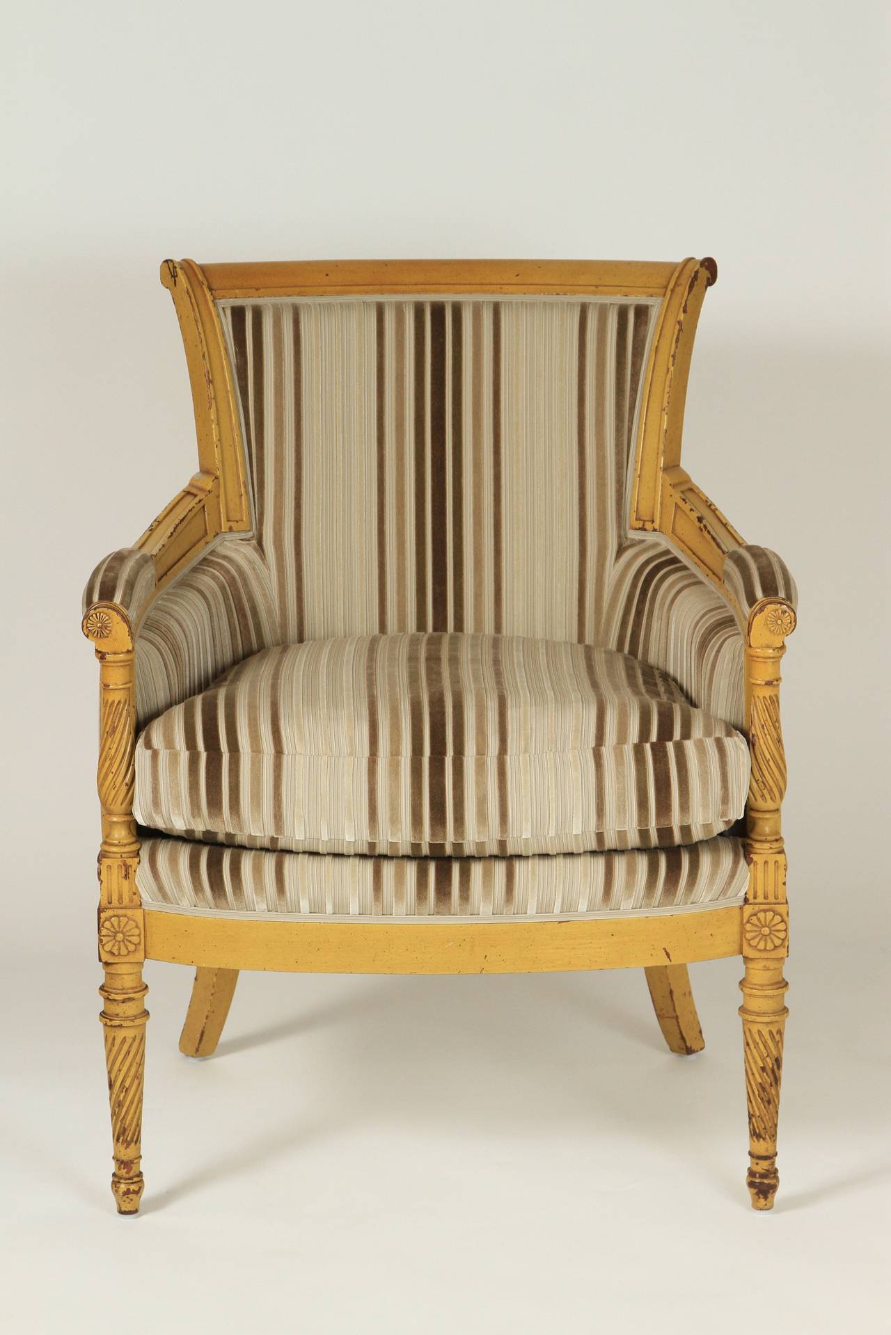 Painted Pair of Bergere Chairs in the Directoire Style