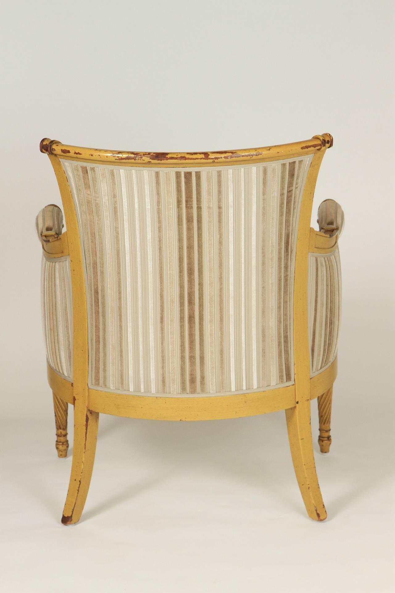 Pair of Bergere Chairs in the Directoire Style In Excellent Condition In Palm Desert, CA