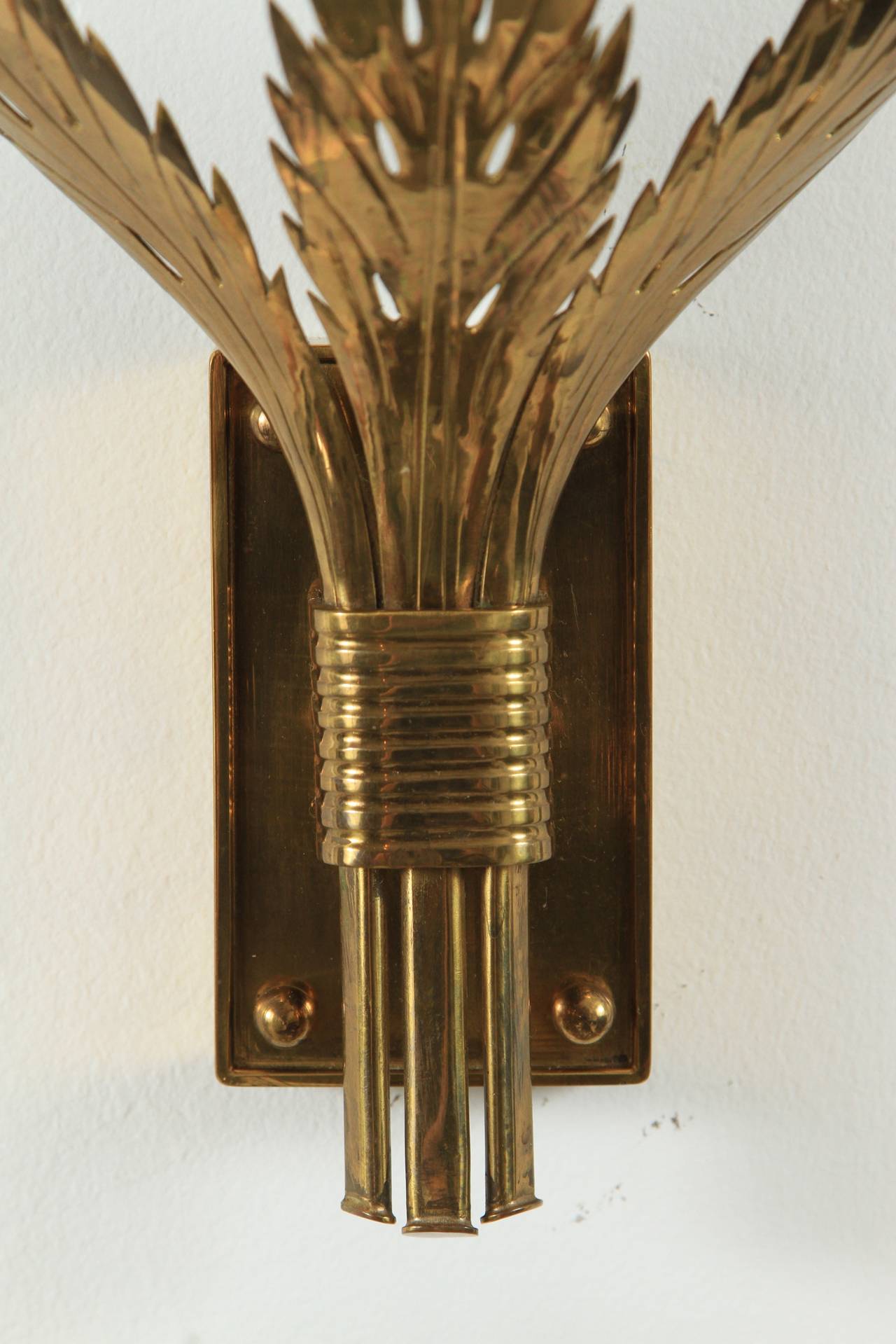 American Trio of Custom Acanthus Leaf Sconces by Tommi Parzinger For Sale