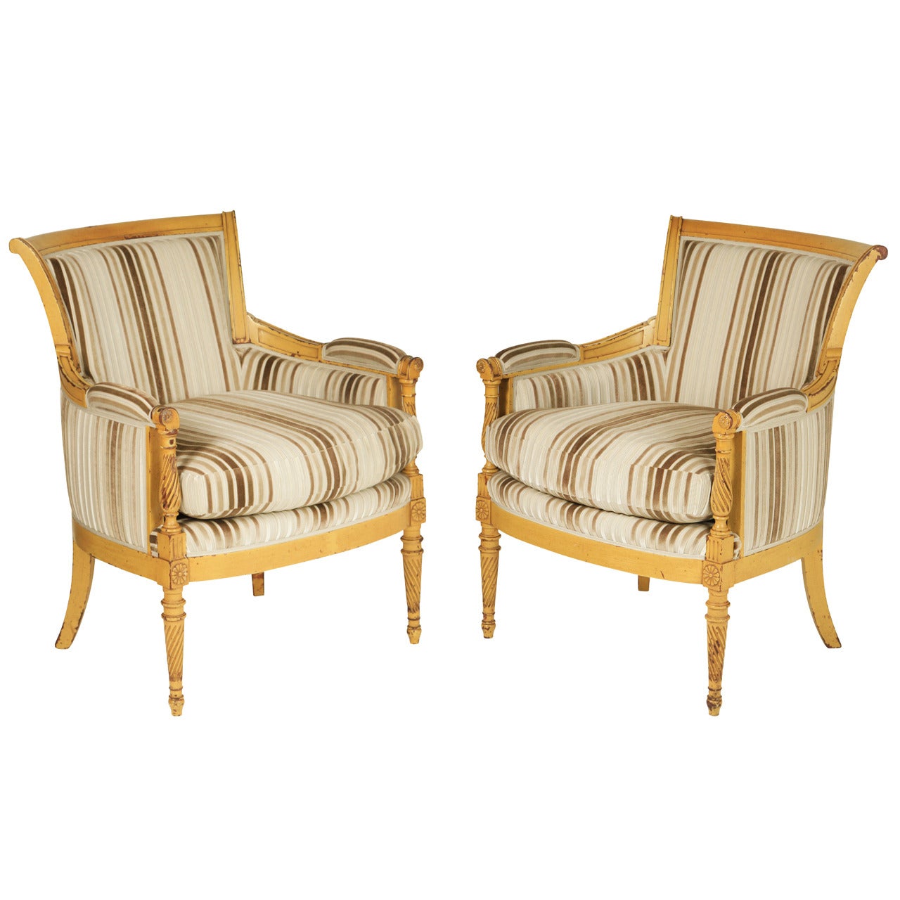 Pair of Bergere Chairs in the Directoire Style