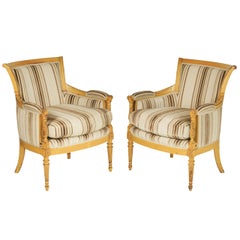 Pair of Bergere Chairs in the Directoire Style