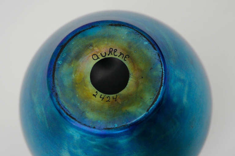 20th Century Blue Aurene Glass Vase by Frederick Carder for Steuben Glass