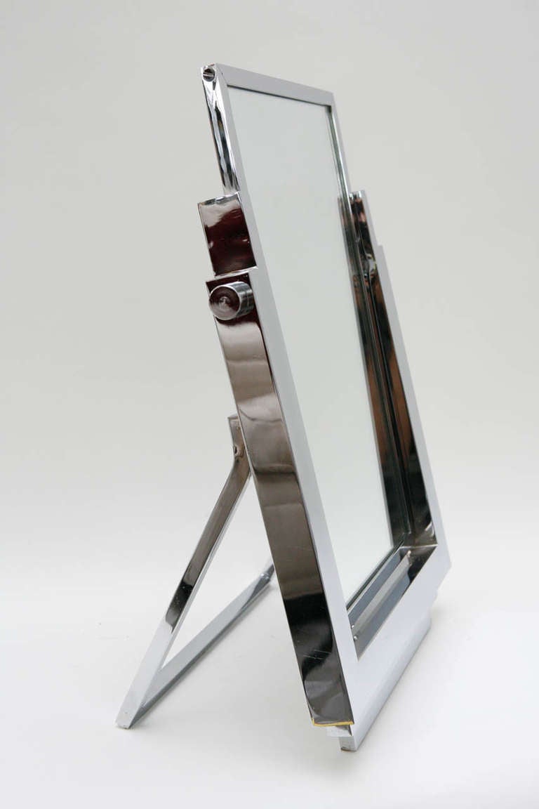 Late 20th Century Polished Chrome Tabletop Vanity Mirror in the Style of La Maison Desny