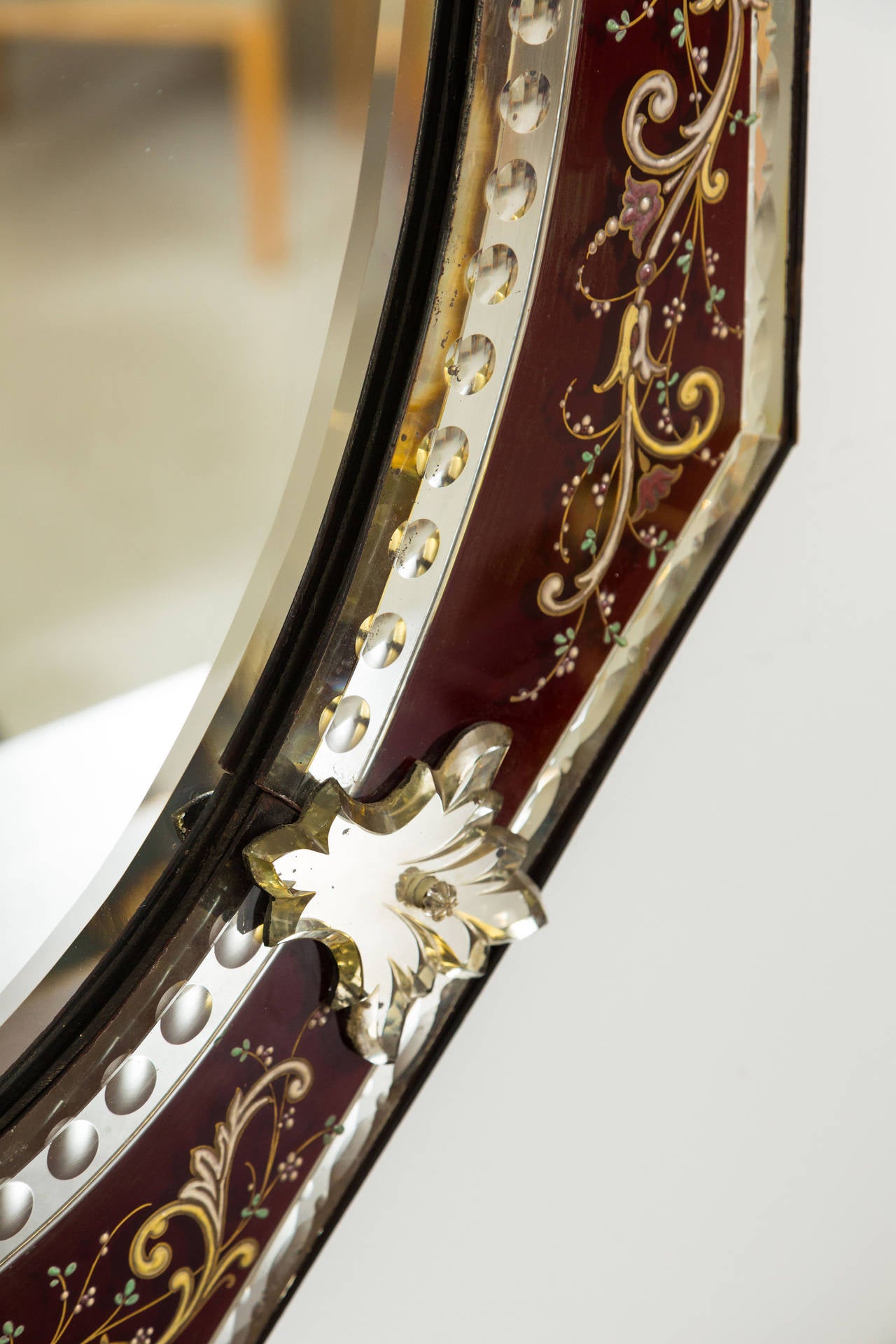 Italian Exquisite and Unique Venetian Mirror with Enameled Decoration