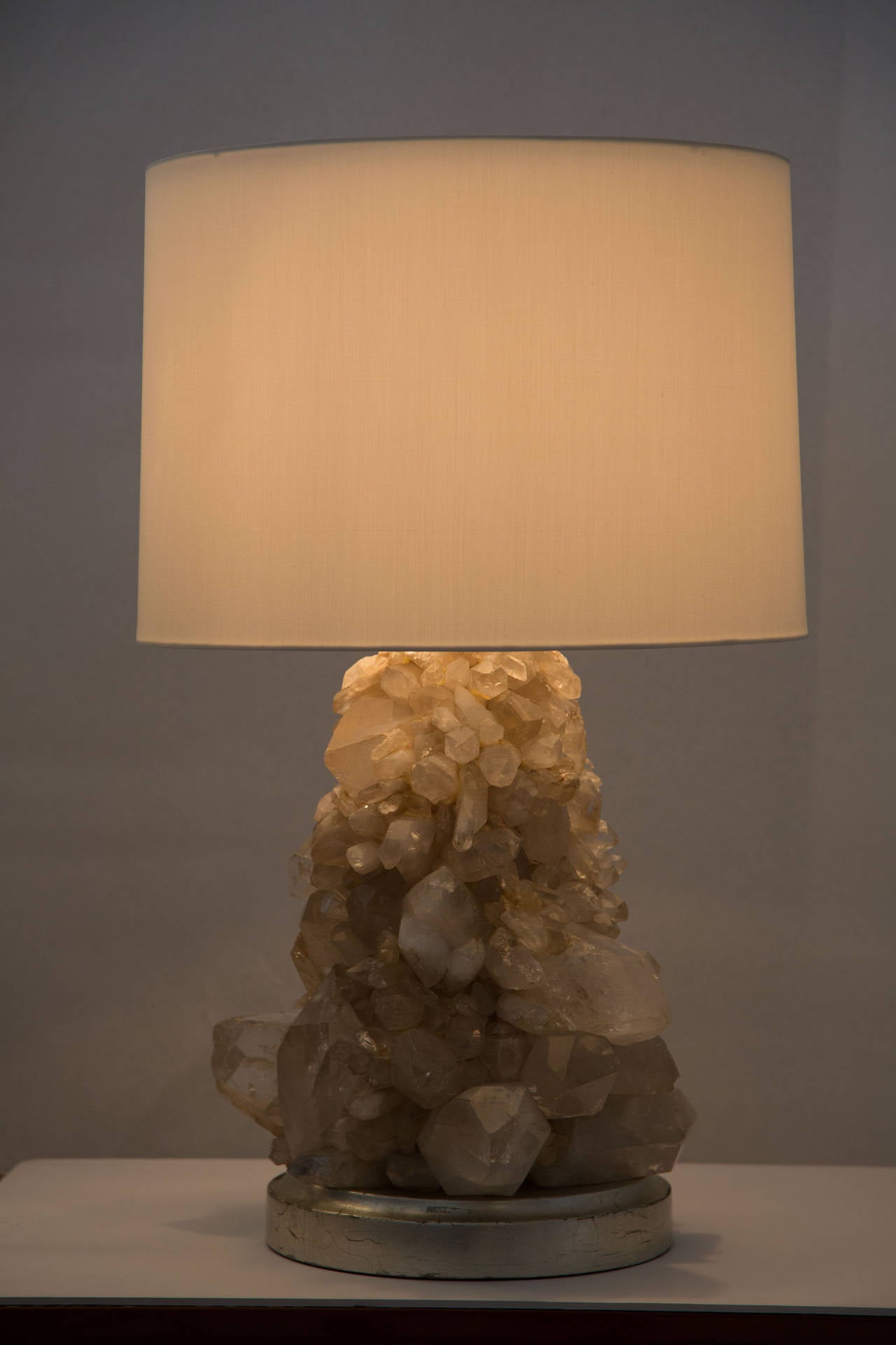 American Pair of Unique Rock Crystal Table Lamps