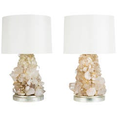 Pair of Unique Rock Crystal Table Lamps
