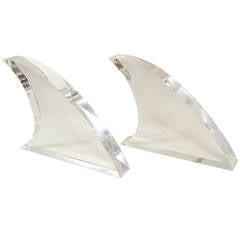 Pair of Modernist Lucite "Fin" Bookends