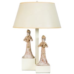 Vintage Armature Lamp with Asian Figures Designed by William Haines