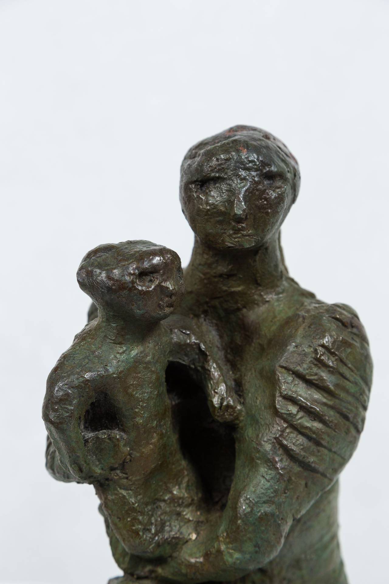 Brutalist Mother and Child Bronze by José Mariano Pagés Sculpture For Sale