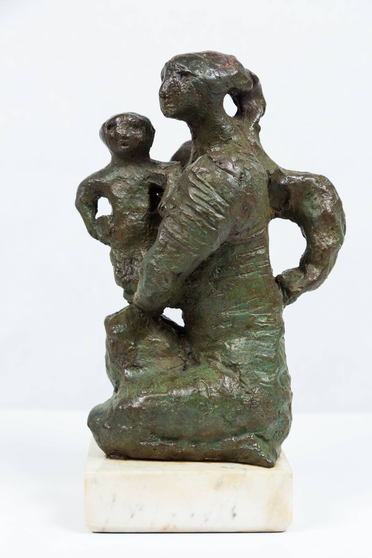 Argentine Mother and Child Bronze by José Mariano Pagés Sculpture For Sale